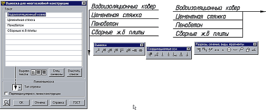 Рис. 6. Отрисовка выносок для многослойной конструкции в СПДС GraphiCS